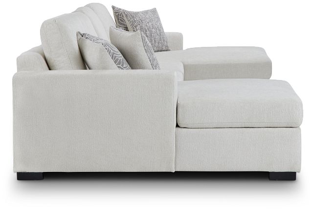 Blakely White Fabric Double Chaise Sleeper Storage Sectional