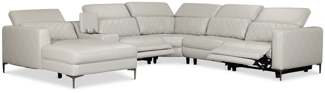 Ava Light Gray Micro Small Dual Power Left Chaise Sectional