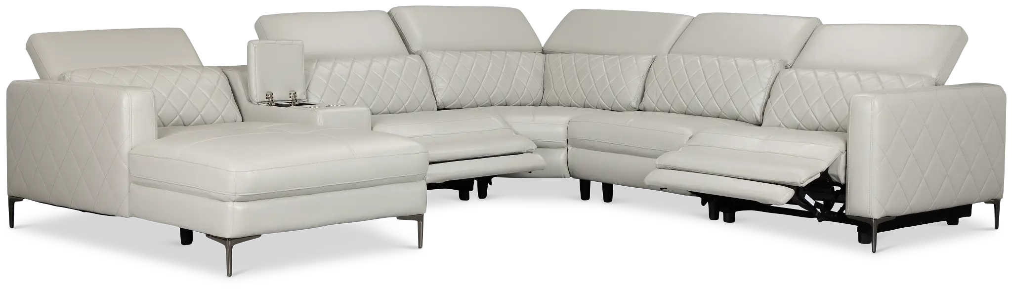 Ava Light Gray Micro Small Dual Power Left Chaise Sectional Ava Light Gray Micro Small Dual Power Left Chaise Sectional