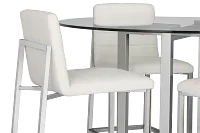 Amalfi White Glass High Table & 4 Upholstered Barstools