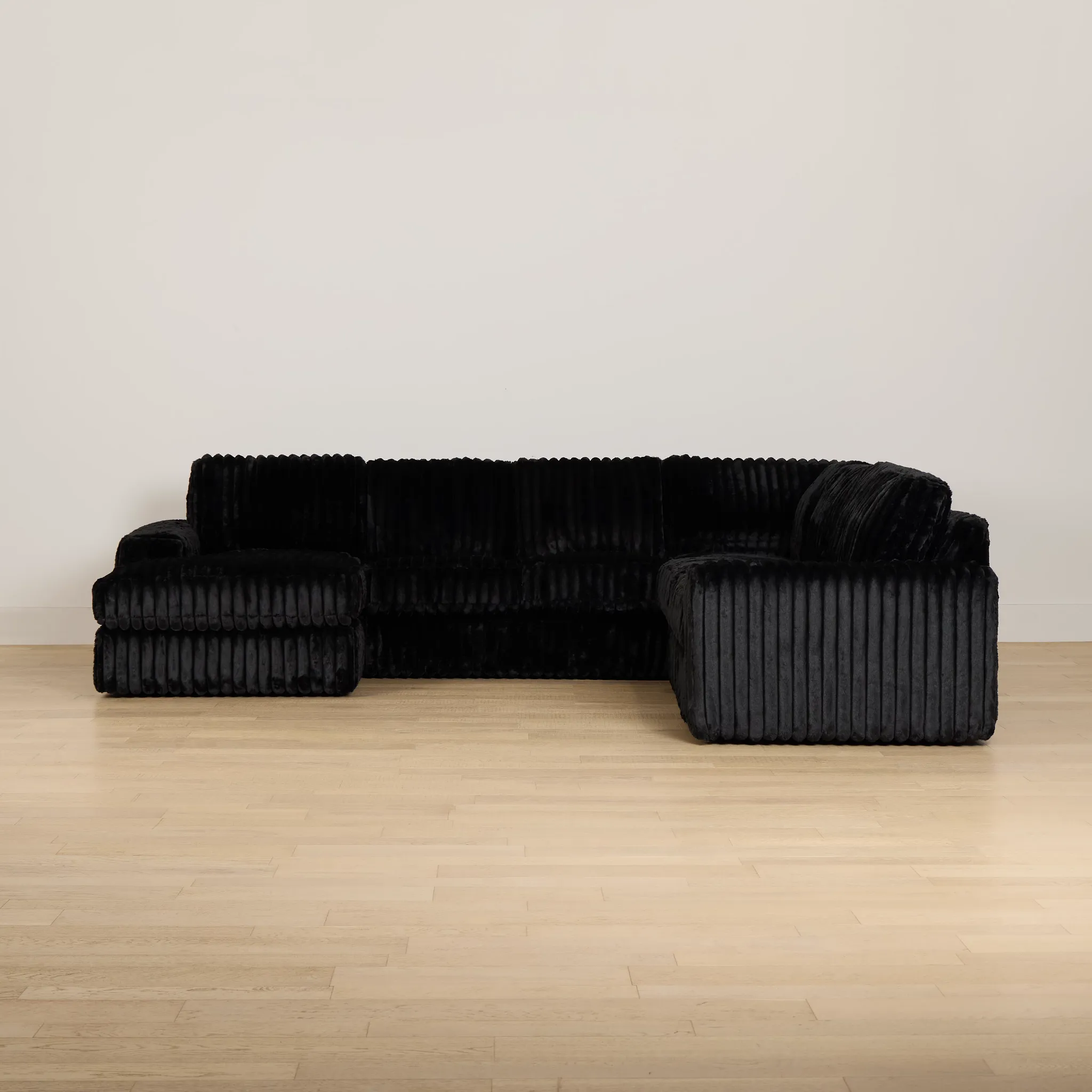 Teddy Black Fabric Medium Left Chaise Sectional
