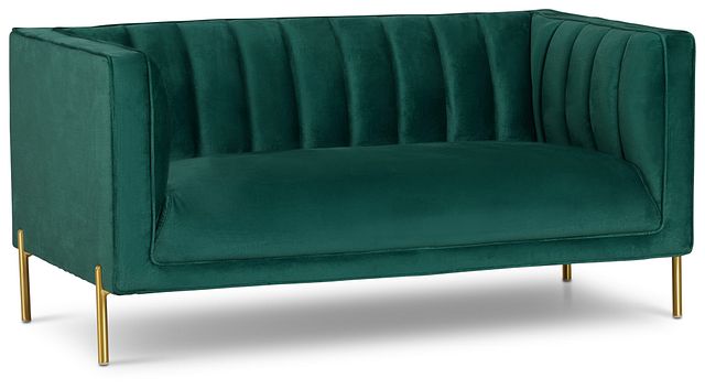 Bella Dark Green Velvet Loveseat