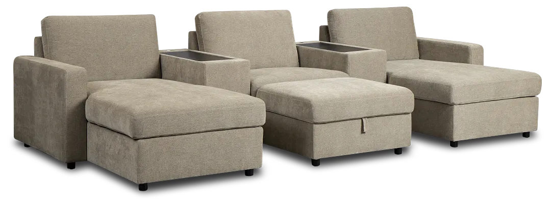 Addie Gray Fabric 6-piece Home Theater With Storage Consoles