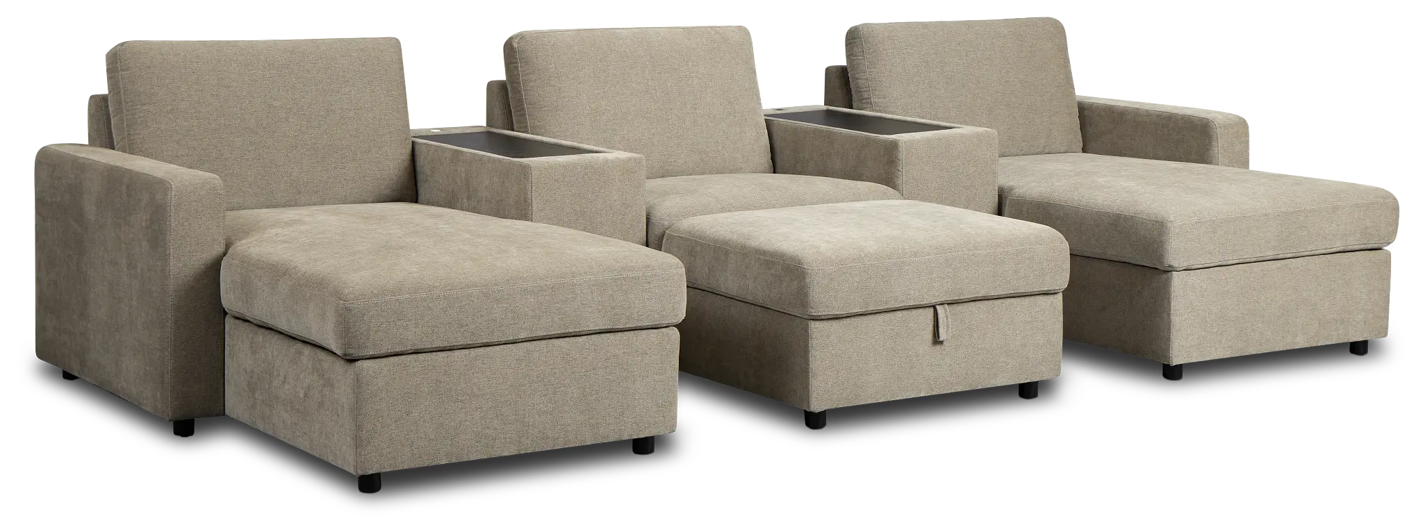 Addie Gray Fabric 6-piece Home Theater With Storage Consoles Addie Gray Fabric 6-piece Home Theater With Storage Consoles