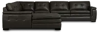 Braden Dark Gray Leather Large Left Chaise Sectional