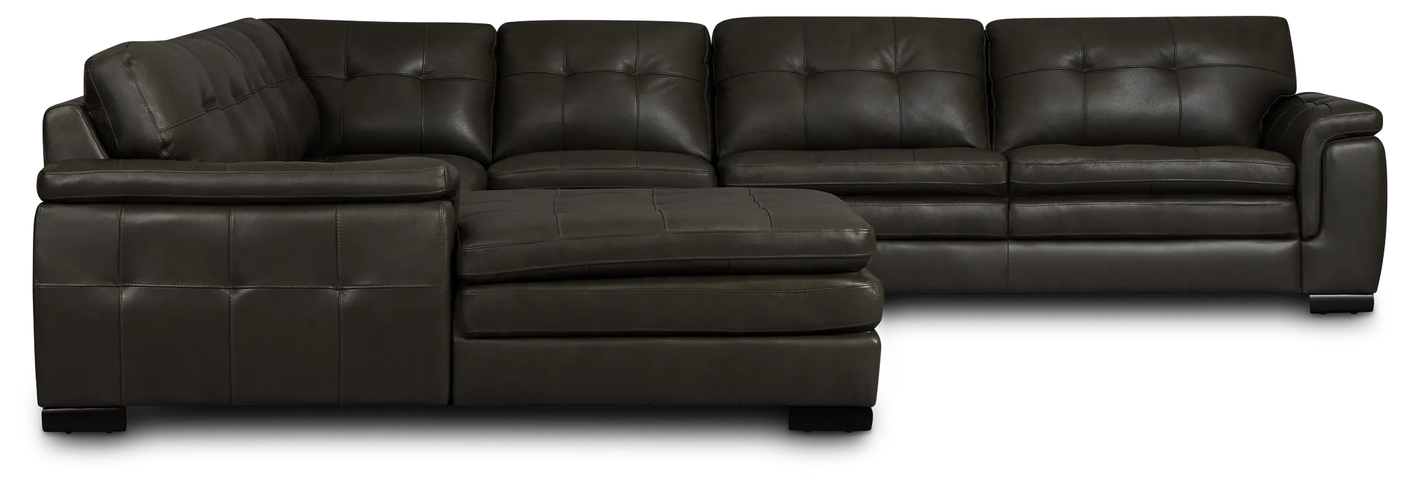 Braden Dark Gray Leather Large Left Chaise Sectional