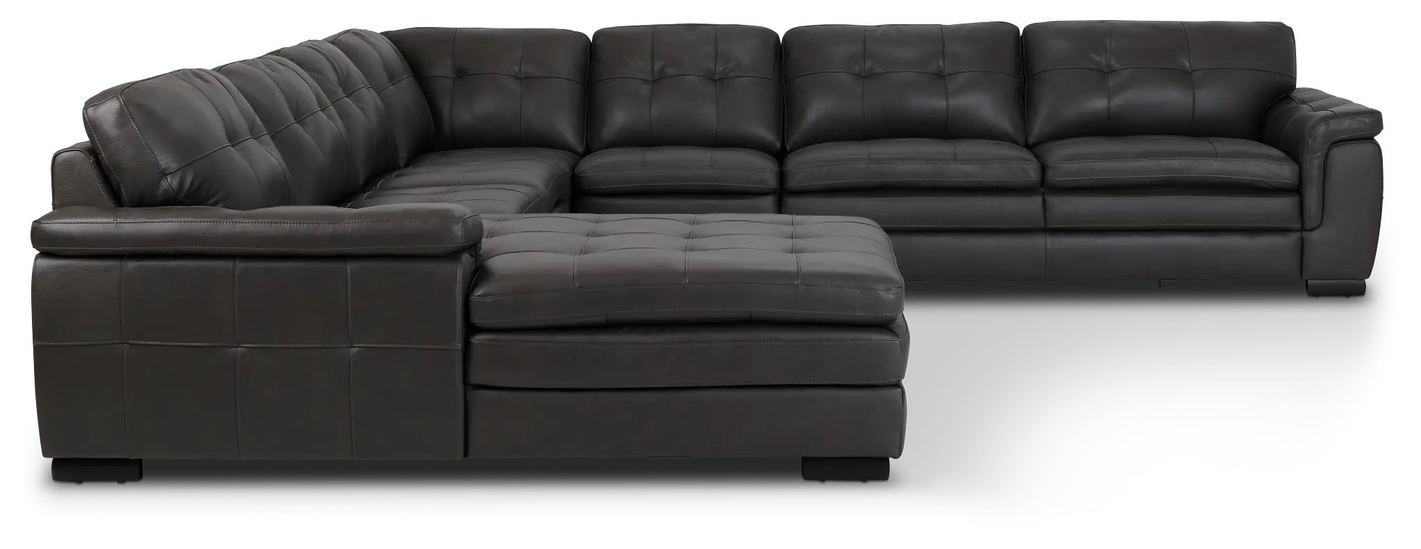 Braden Dark Gray Leather Large Left Chaise Sectional Braden Dark Gray Leather Large Left Chaise Sectional