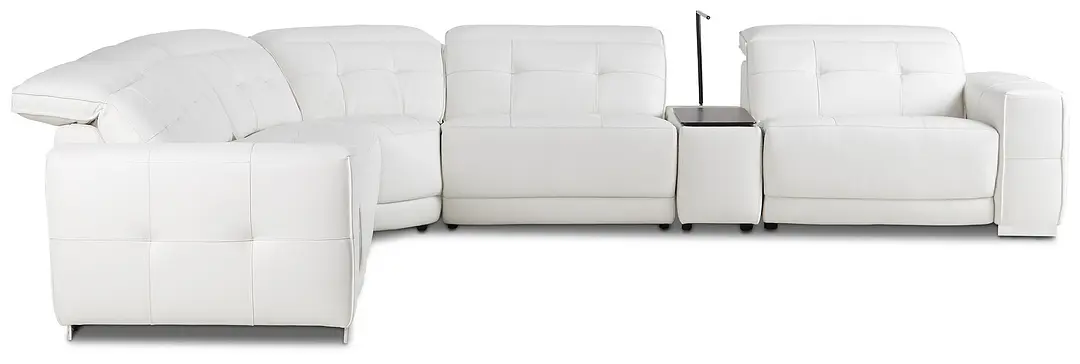 Reva White Leather Medium Triple Power 2-arm Sectional Reva White Leather Medium Triple Power 2-arm Sectional