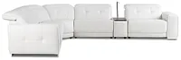 Reva White Leather Medium Triple Power 2-arm Sectional