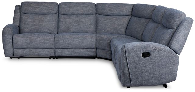 Walker Blue Fabric Small Two-arm Manually Reclining Sectional