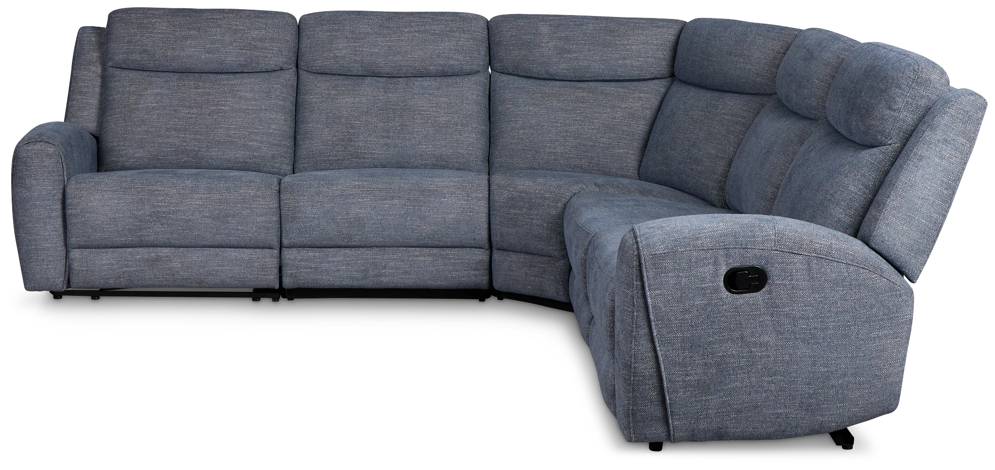 Walker Blue Fabric Small Two-arm Manually Reclining Sectional