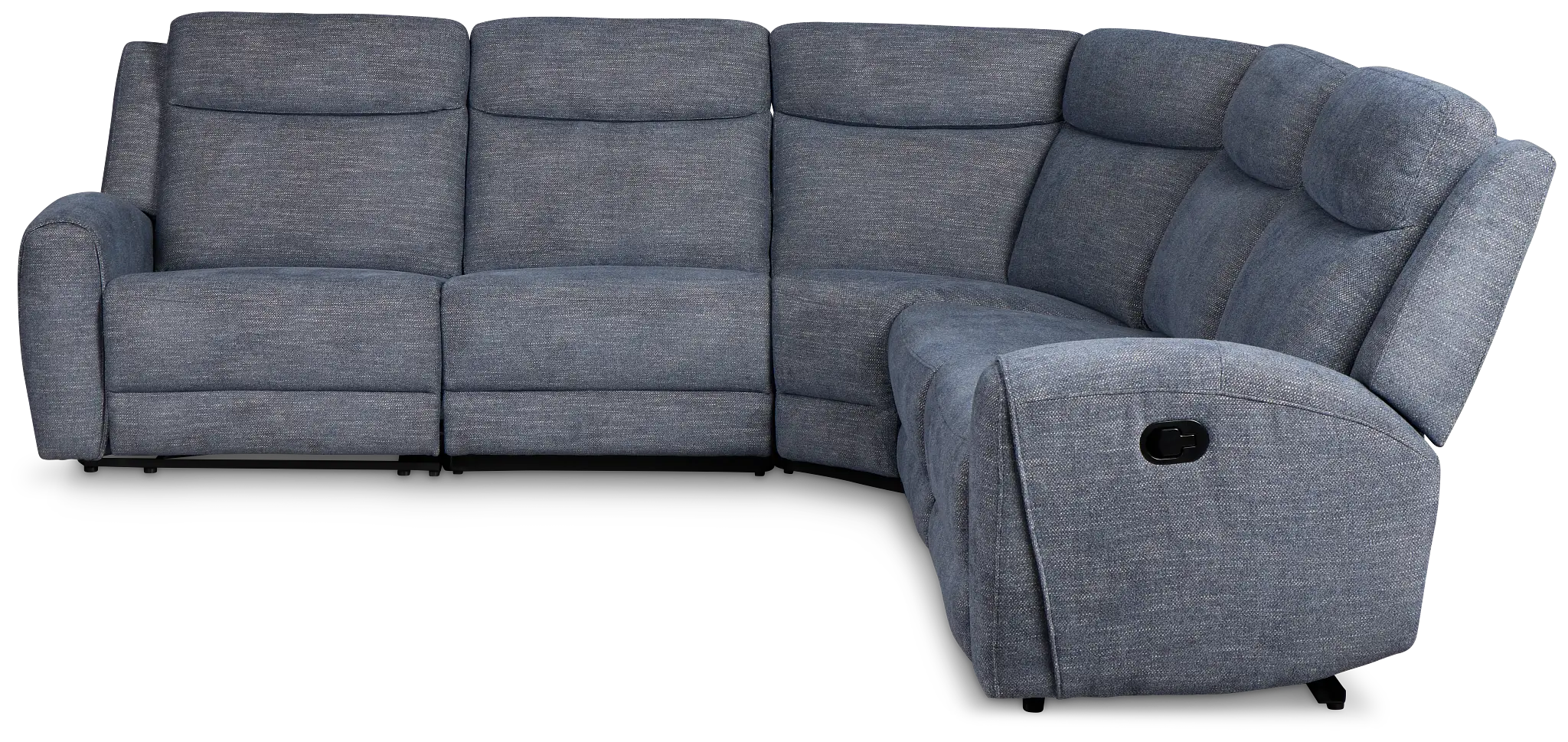 Walker Blue Fabric Small Two-arm Manually Reclining Sectional Walker Blue Fabric Small Two-arm Manually Reclining Sectional