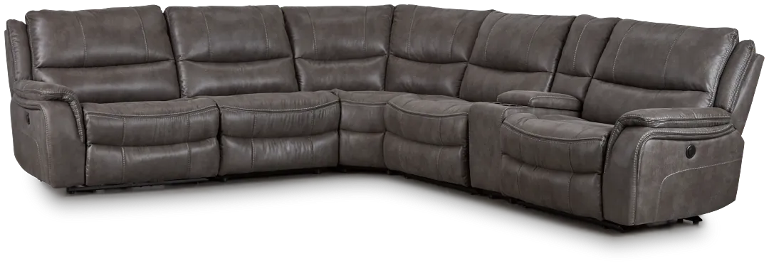 Dober Dark Gray Micro Medium Triple Power 2-arm Sectional
