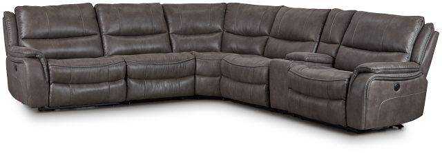 Dober Dark Gray Micro Medium Triple Power 2-arm Sectional