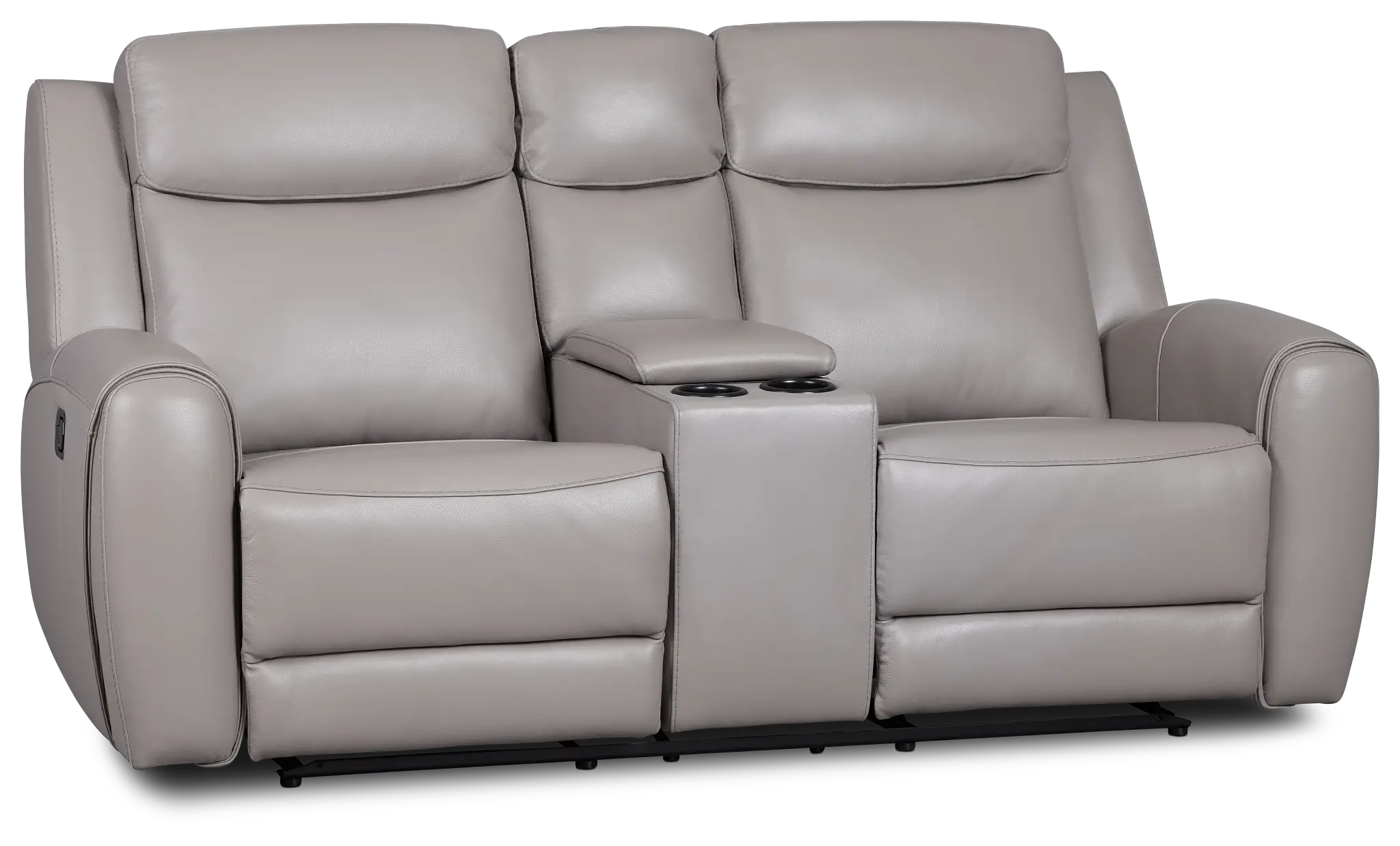 Walker Light Gray Lthr/vinyl Reclining Console Loveseat Walker Light Gray Lthr/vinyl Reclining Console Loveseat