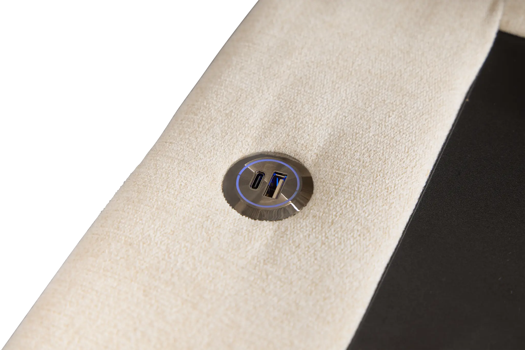 Addie Beige Fabric Medium Left Chaise Sleeper Sectional With Console Addie Beige Fabric Medium Left Chaise Sleeper Sectional With Console