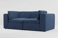 Destin Revenue Dark Blue Fabric 2-piece Modular Sofa