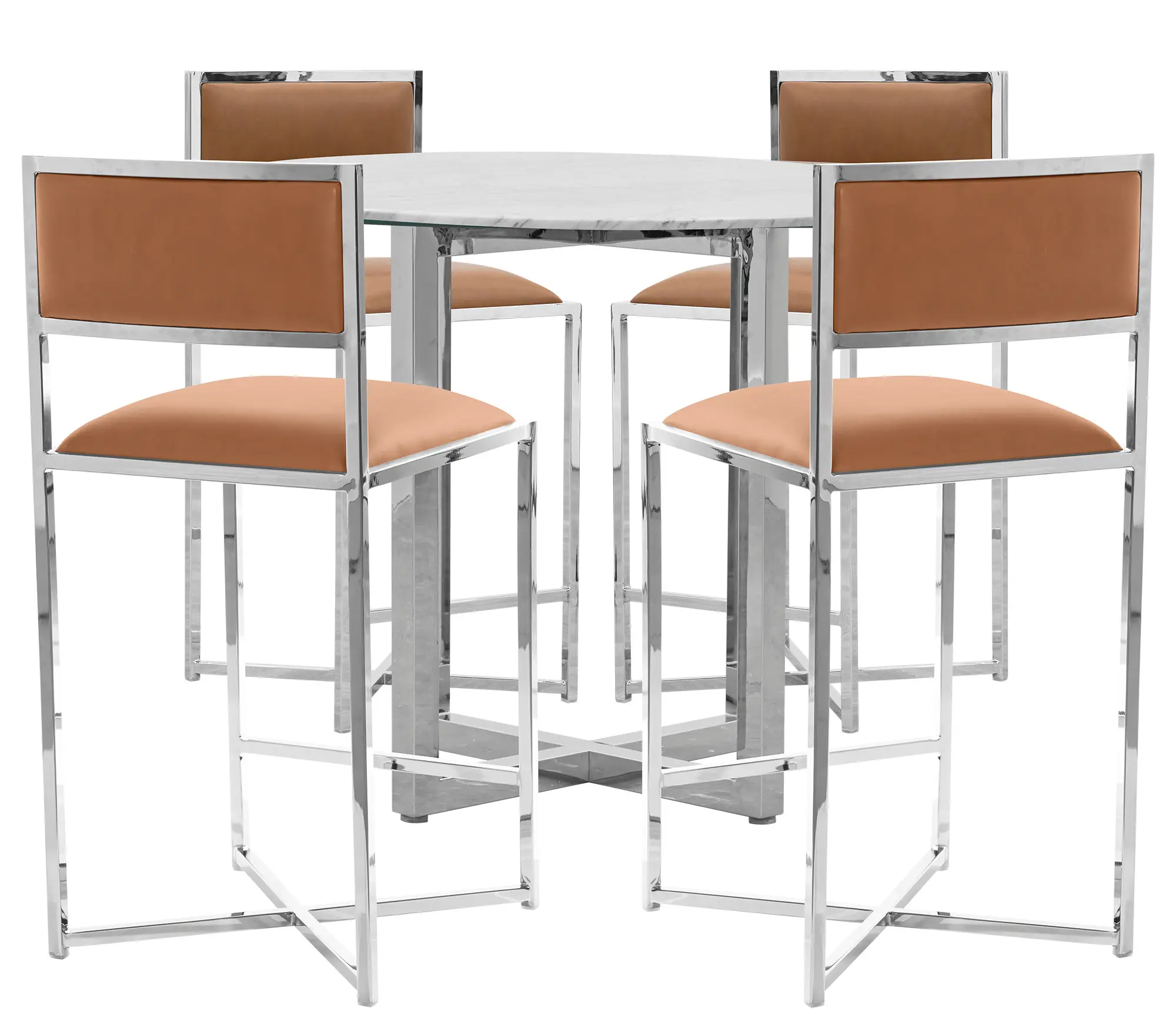 Amalfi Brown Marble High Table & 4 Metal Barstools Amalfi Brown Marble High Table & 4 Metal Barstools