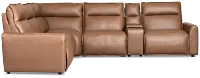 Edison Dark Brown Leather/vinyl Small Triple Power Reclining 2-arm Sectional