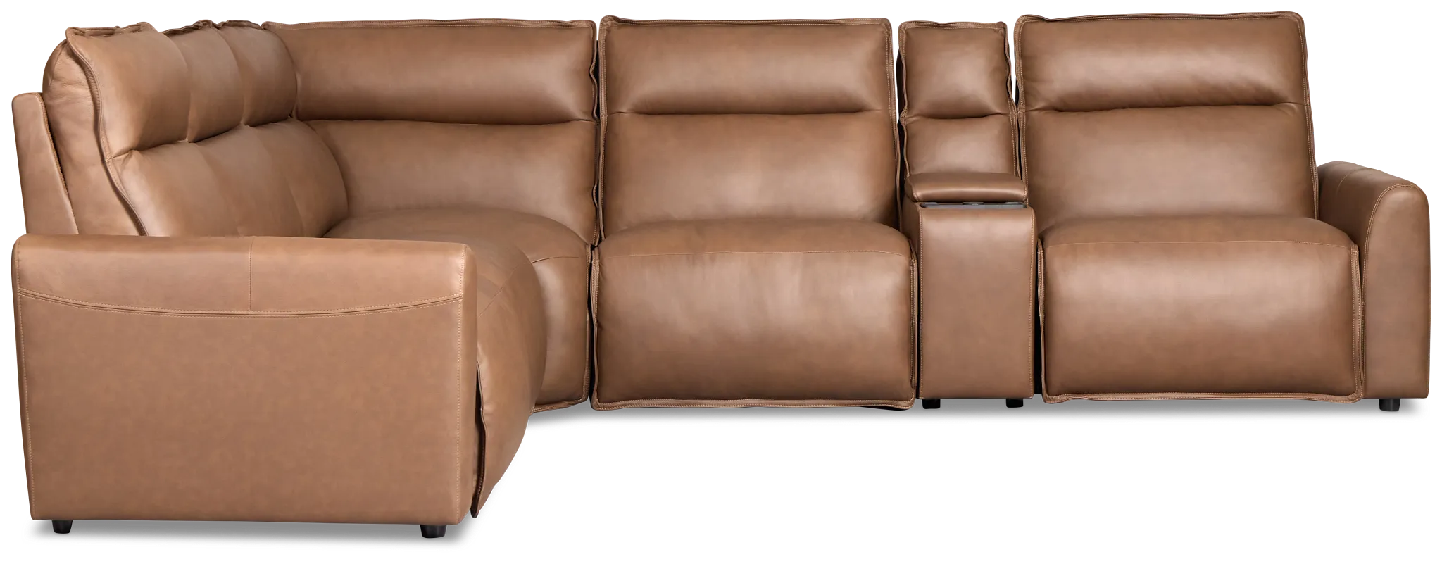 Edison Dark Brown Leather/vinyl Small Triple Power Reclining 2-arm Sectional