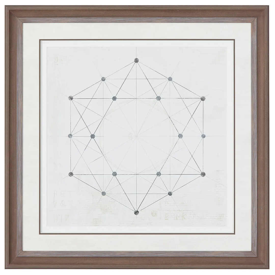 Hexagon Beige Framed Wall Art