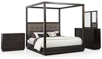 Madden Gray Fabric Canopy Bedroom