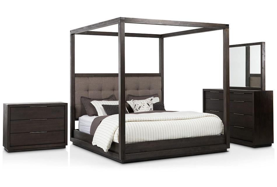 Madden Gray Fabric Canopy Bedroom Bedroom Bedroom Sets City Furniture