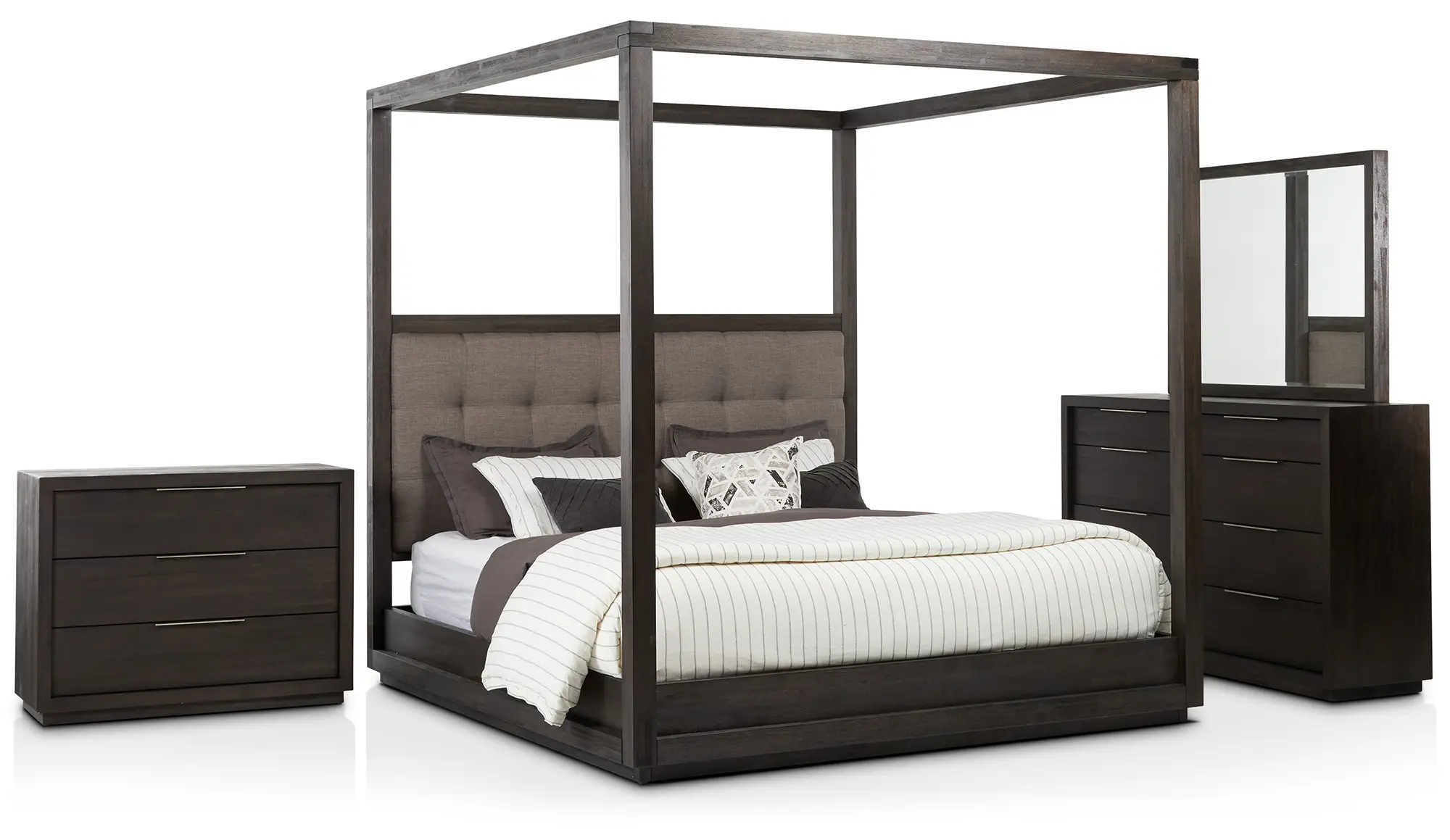 Madden Gray Fabric Canopy Bedroom Madden Gray Fabric Canopy Bedroom