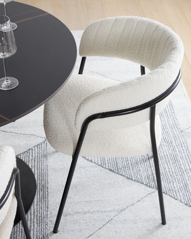 Fremont White Upholstered Arm Chair