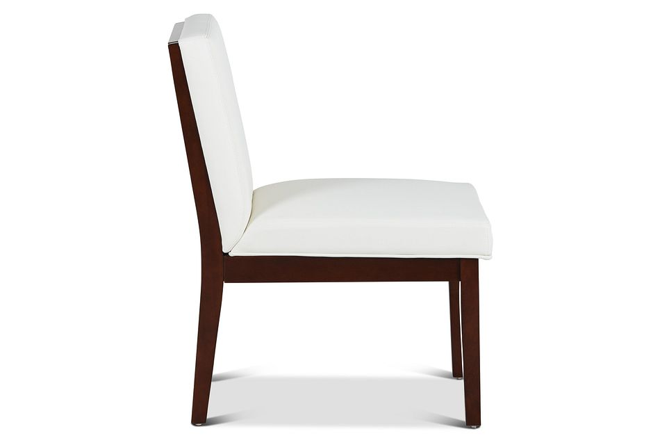 Emma White Bonded Leather Side Chair, White Leather Side Chair