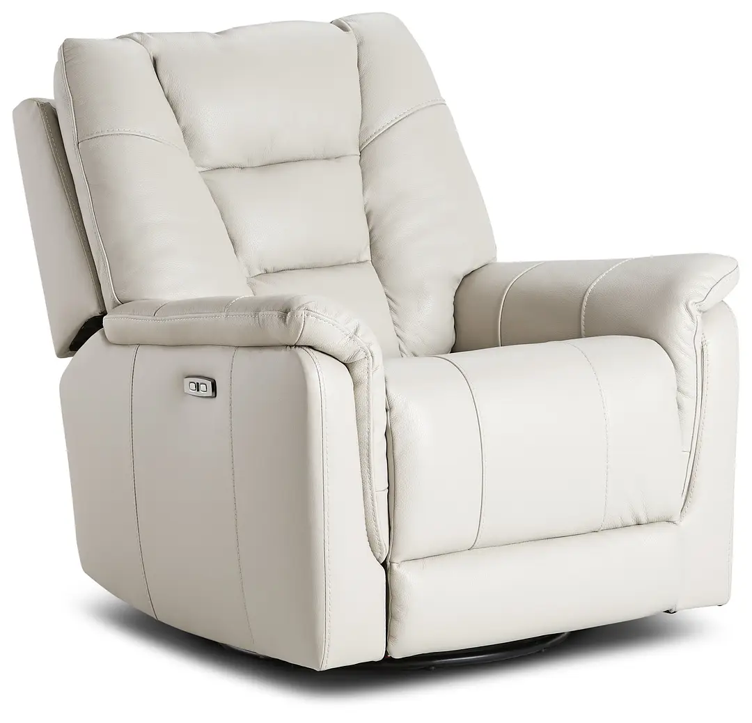 Owen Light Gray Leather Power Glider Recliner With Power Headrest Owen Light Gray Leather Power Glider Recliner With Power Headrest