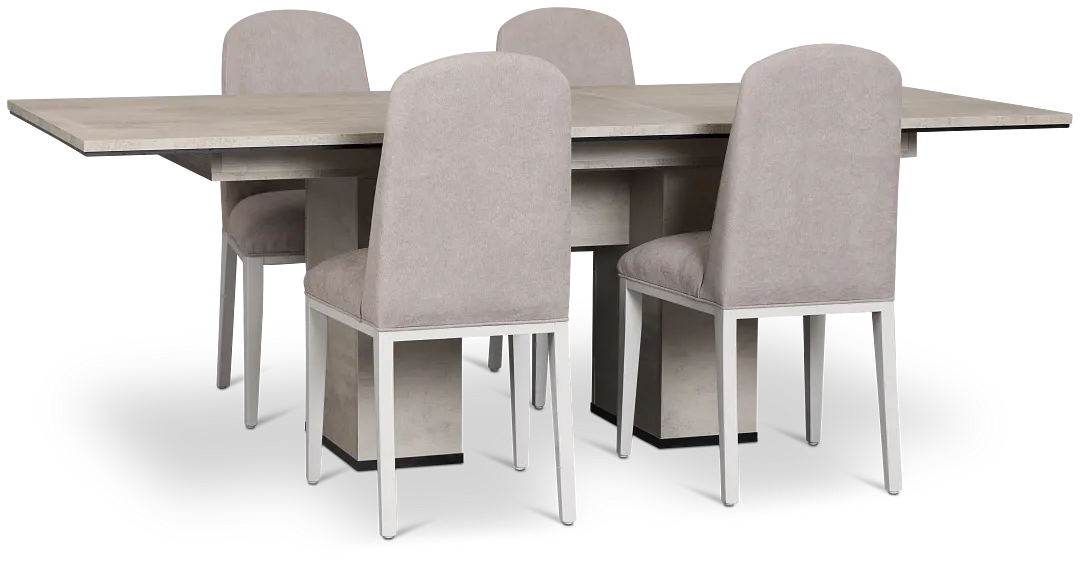 Pomona Gray Rectangular Table & 4 Upholstered Chairs
