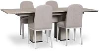 Pomona Gray Rectangular Table & 4 Upholstered Chairs