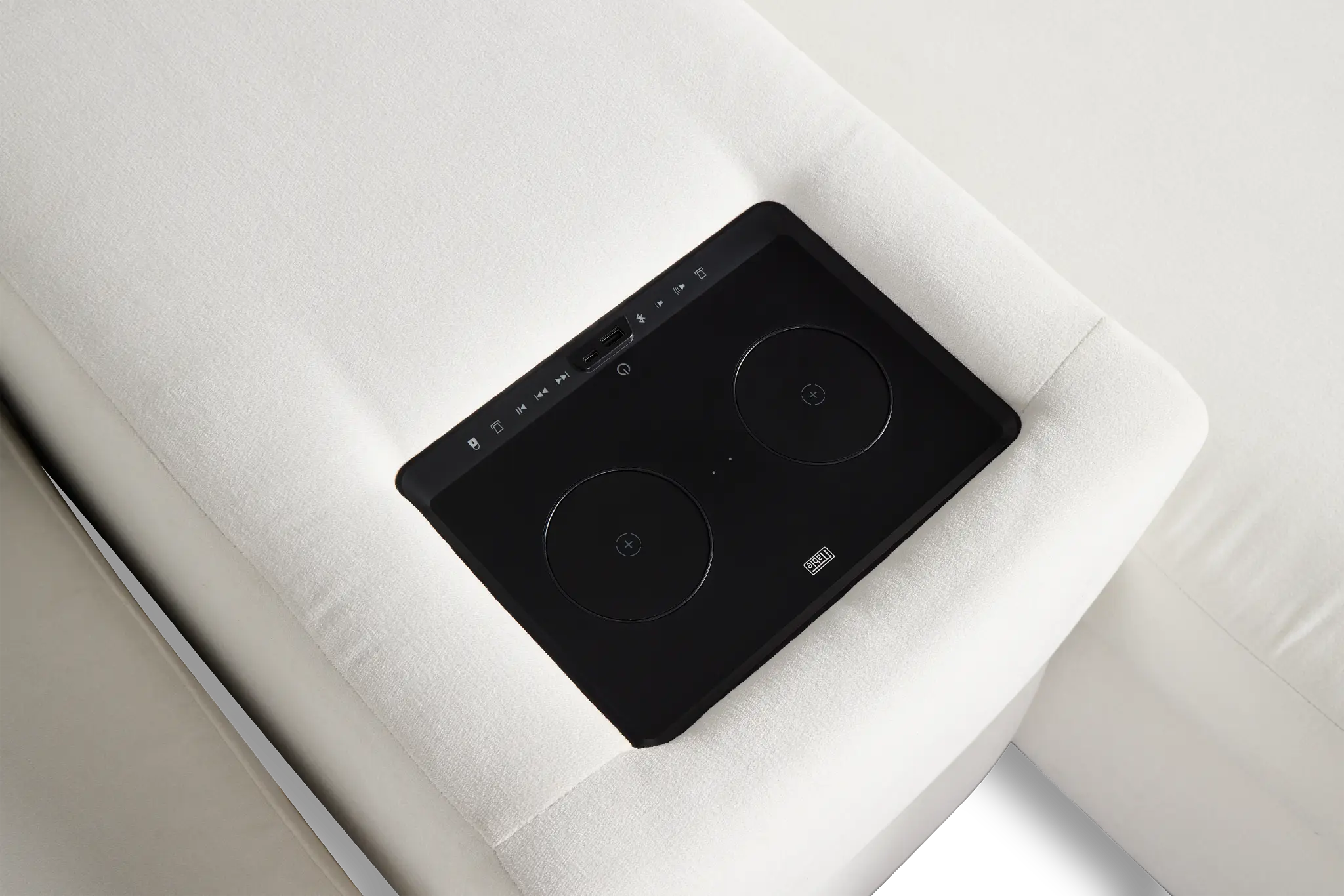 Citymod White Fabric Large Left Chaise Sectional With Storage Console Citymod White Fabric Large Left Chaise Sectional With Storage Console