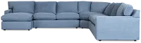Hudson Blue Fabric Large Left Chaise Wedge Sectional