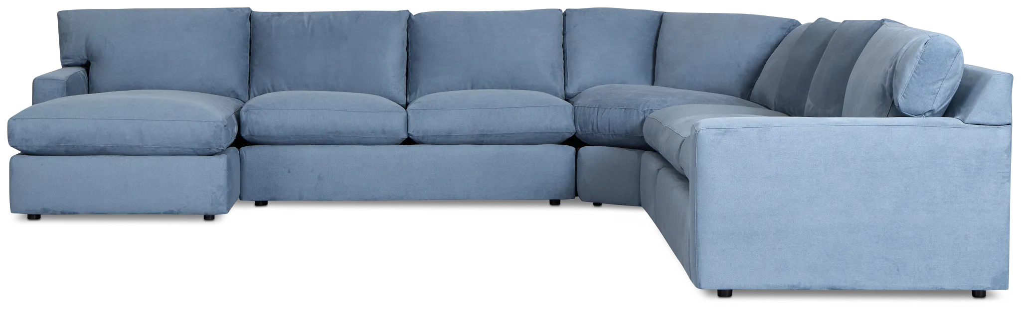 Hudson Blue Fabric Large Left Chaise Wedge Sectional