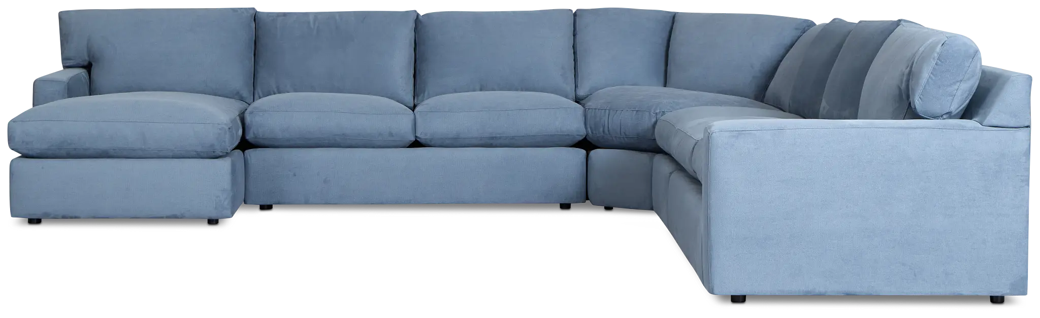 Hudson Blue Fabric Large Left Chaise Wedge Sectional Hudson Blue Fabric Large Left Chaise Wedge Sectional