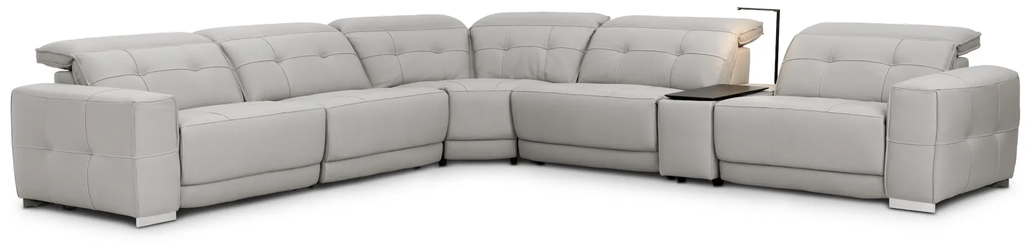 Reva Gray Leather Medium Triple Power 2-arm Sectional Reva Gray Leather Medium Triple Power 2-arm Sectional