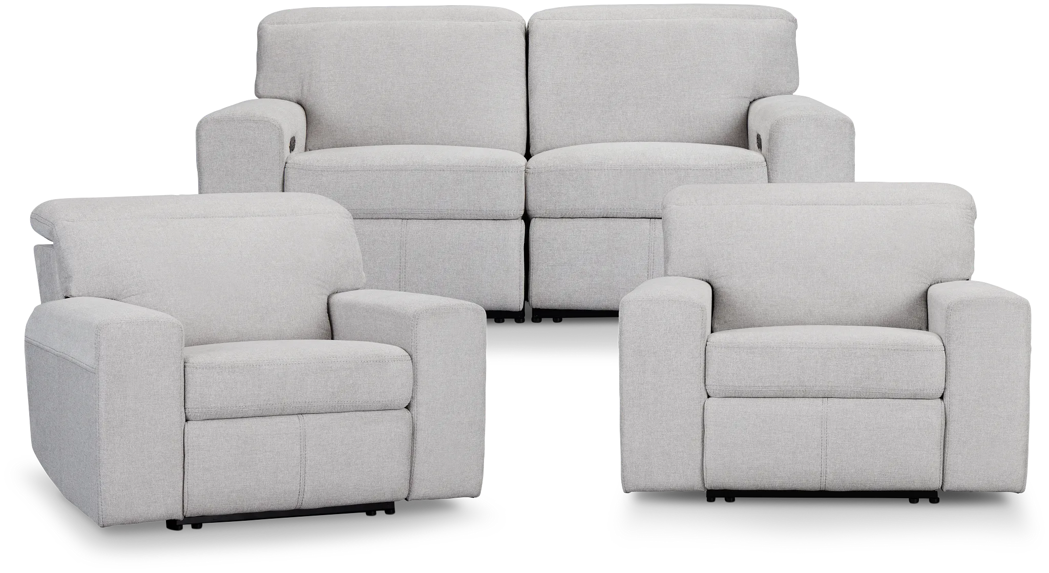 Callum Light Gray Fabric Power Reclining Living Room