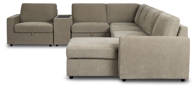 Addie Gray Fabric Medium Right Chaise Sleeper Sectional With Console