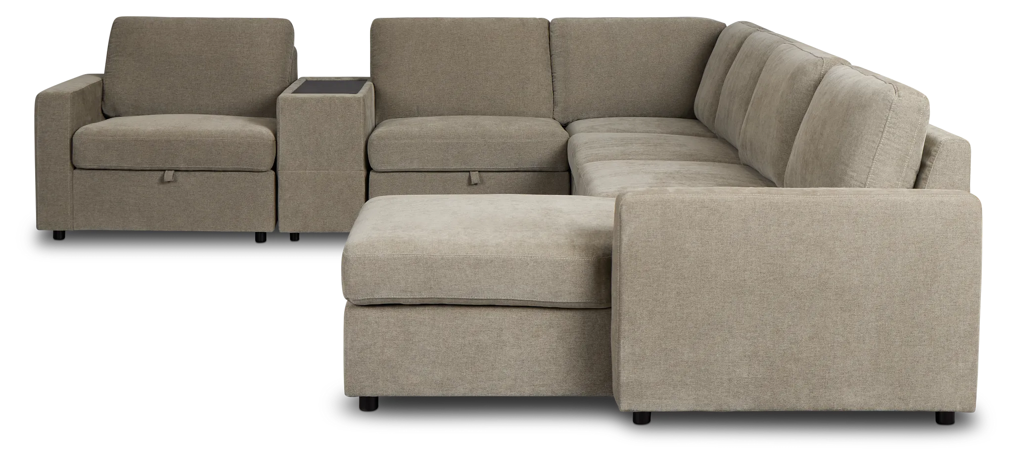 Addie Gray Fabric Medium Right Chaise Sleeper Sectional With Console