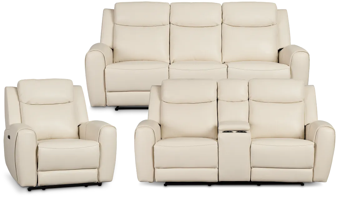Walker Ivory Lthr/vinyl Manually Reclining Living Room