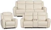 Walker Ivory Lthr/vinyl Manually Reclining Living Room