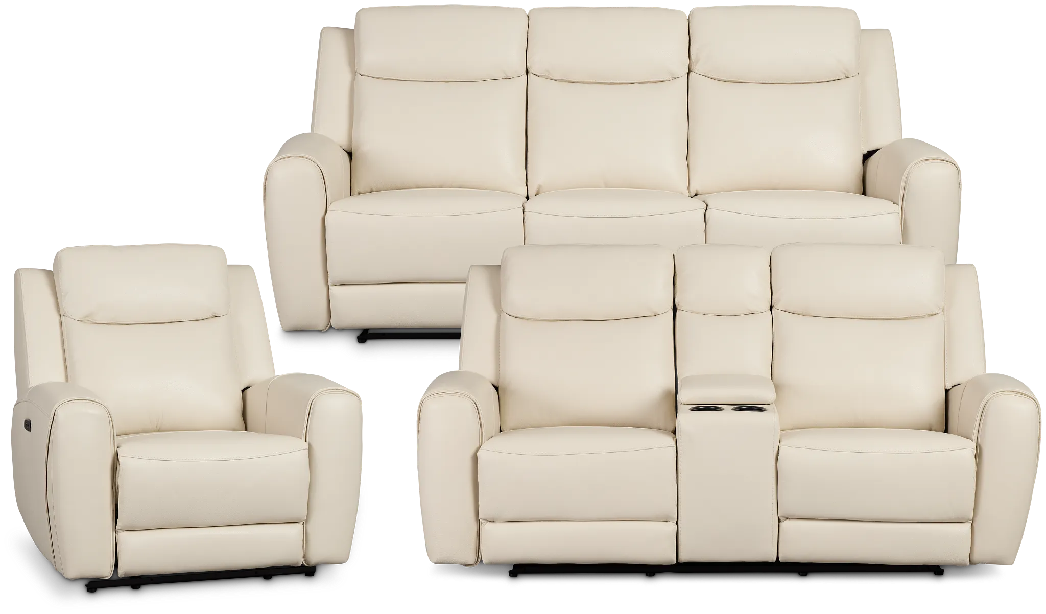 Walker Ivory Lthr/vinyl Manually Reclining Living Room