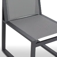 Linear 82" Teak Table & 4 Sling Side Chairs