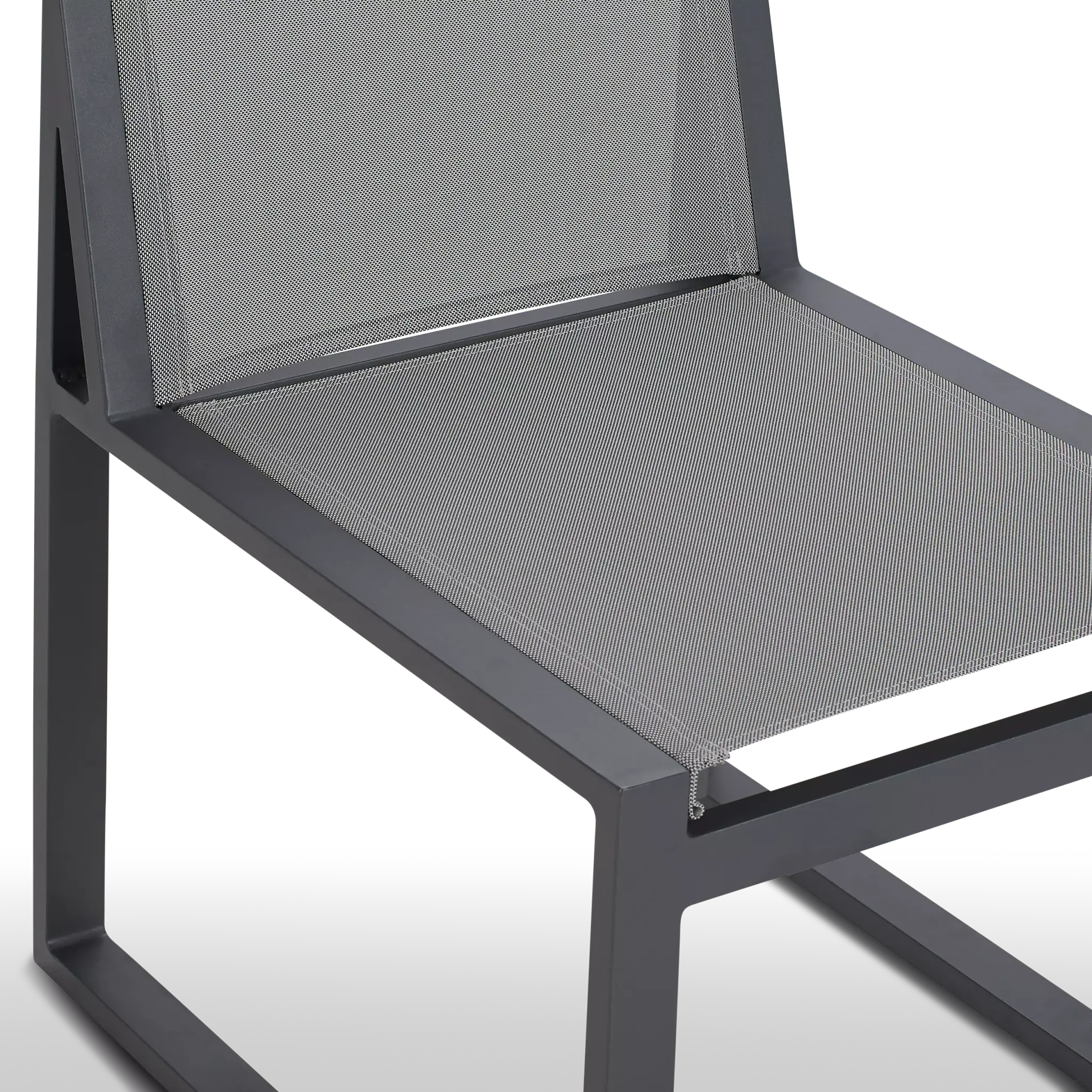 Linear 82" Teak Table & 4 Sling Side Chairs Linear 82" Teak Table & 4 Sling Side Chairs