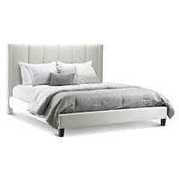 Audrey Beige Velvet Platform Bed
