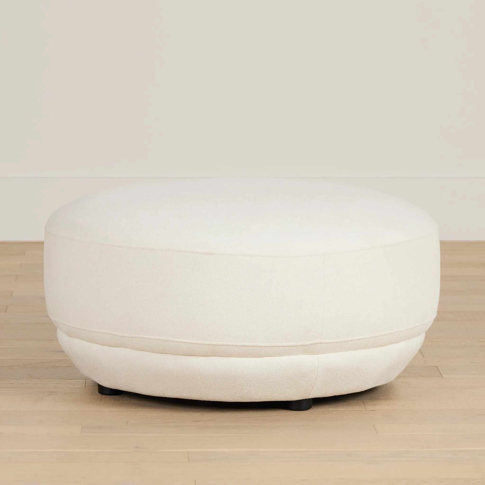 Presley White Fabric Ottoman