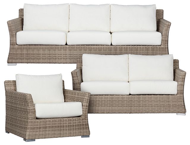 Raleigh White Woven Outdoor Living Room Set