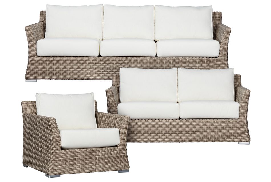 Raleigh White Woven Outdoor Living Room, Outdoor Furniture Raleigh